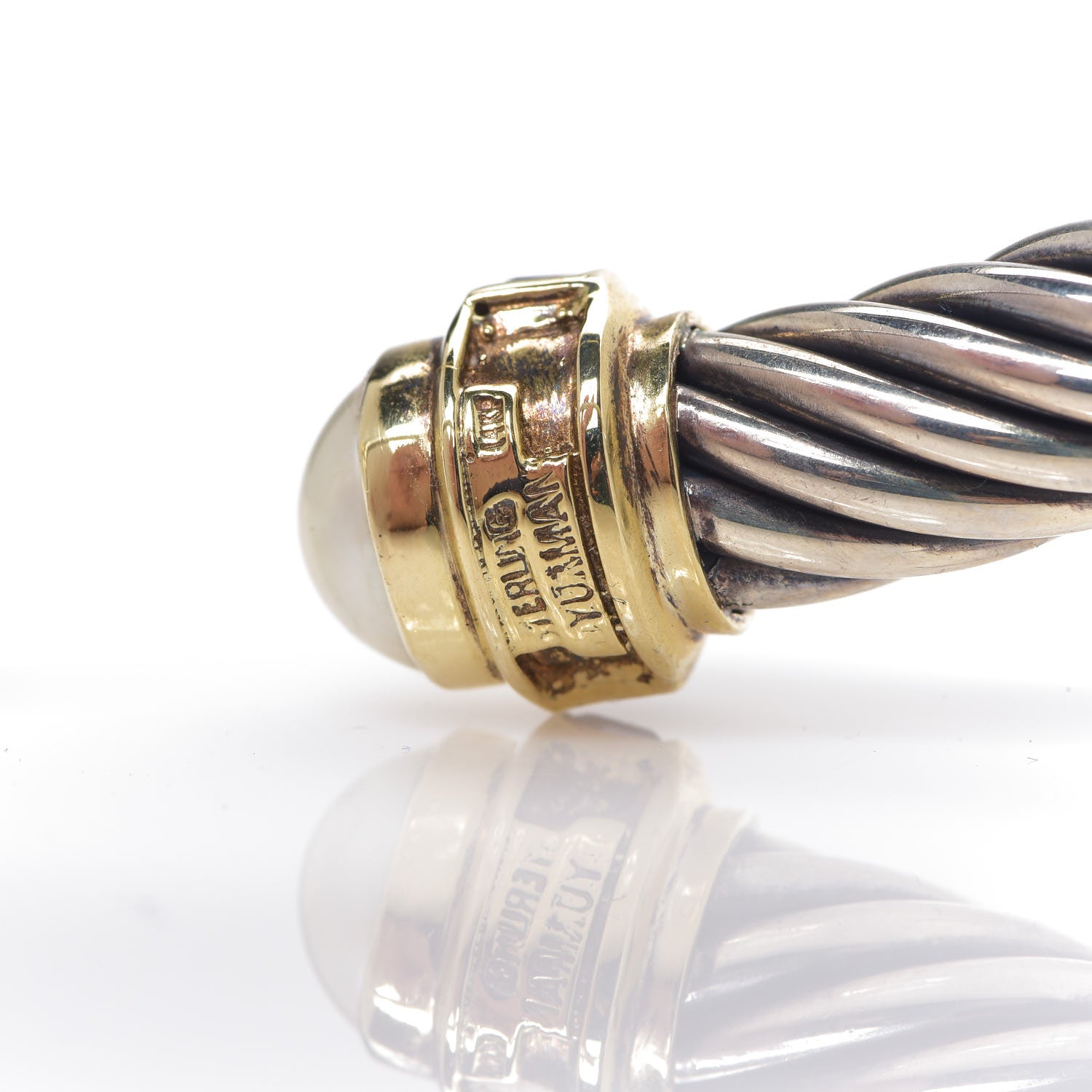David Yurman Sterling Silver 14K Yellow Gold Ioltie Pearl 10mm Hinged Cable Necklace 2 of 3