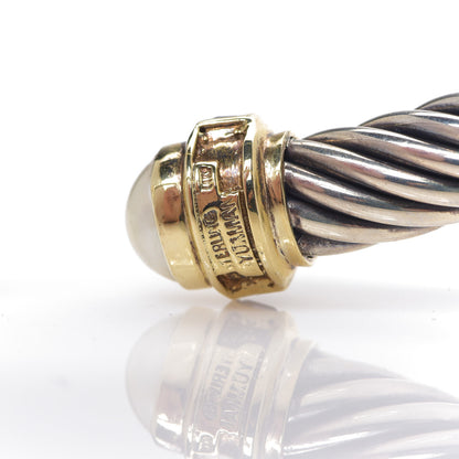 David Yurman Sterling Silver 14K Yellow Gold Ioltie Pearl 10mm Hinged Cable Necklace 2 of 3