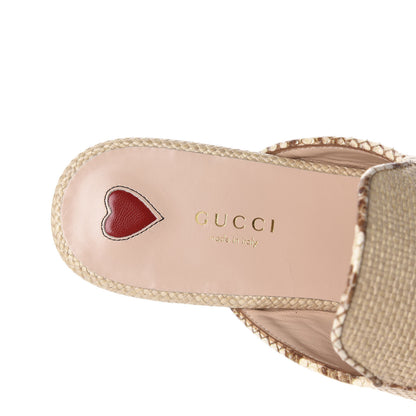 Gucci Straw Elaphe Womens Princetown Slippers 37 Natural Cream Brown 8 of 11