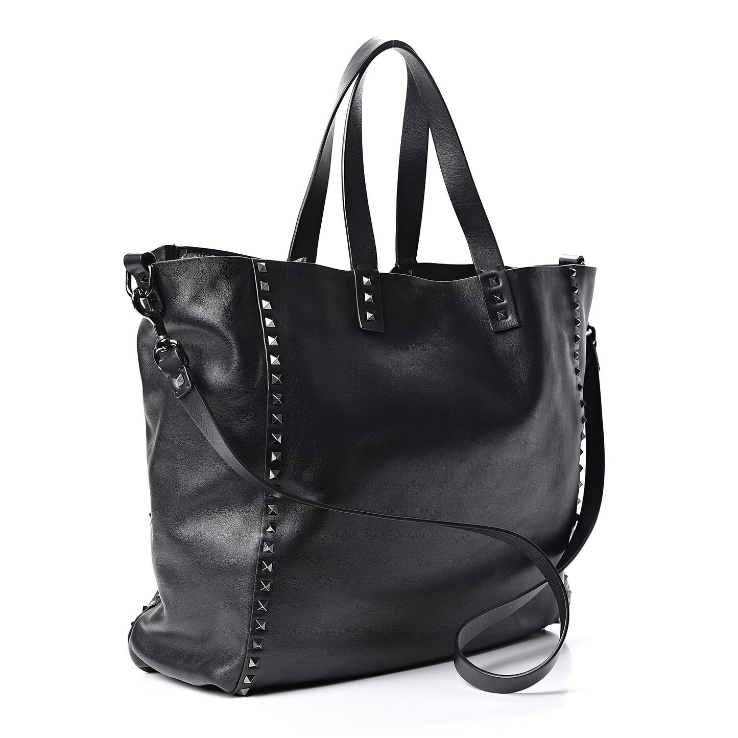Vitello Monkey Studded Rockstud Tote Black