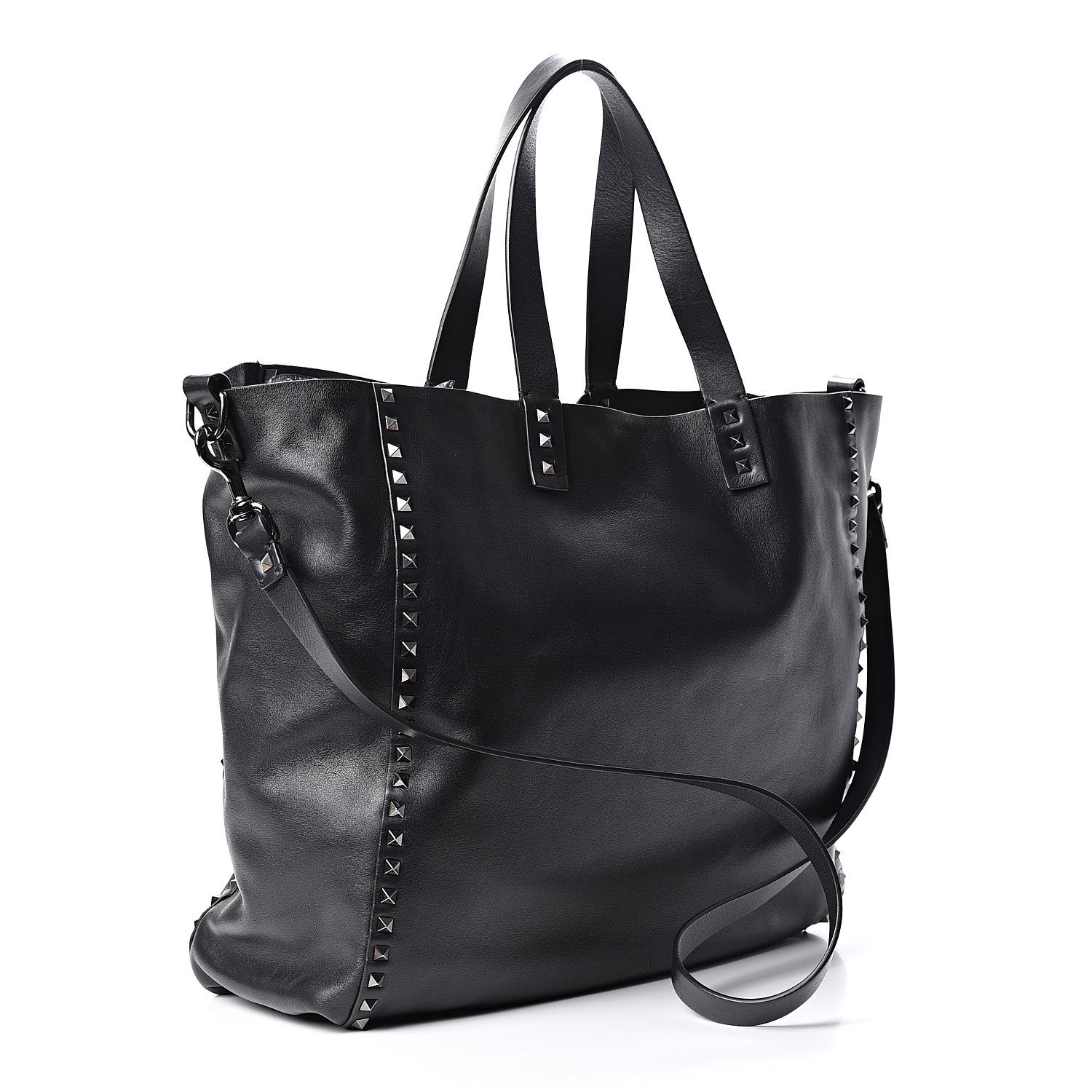 Valentino Garavani Vitello Monkey Studded Rockstud Tote Black 2 of 7