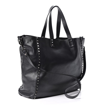 Valentino Garavani Vitello Monkey Studded Rockstud Tote Black 2 of 7