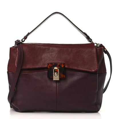 Lanvin Goatskin Medium Double Carry Burgundy Aubergine 1 of 9