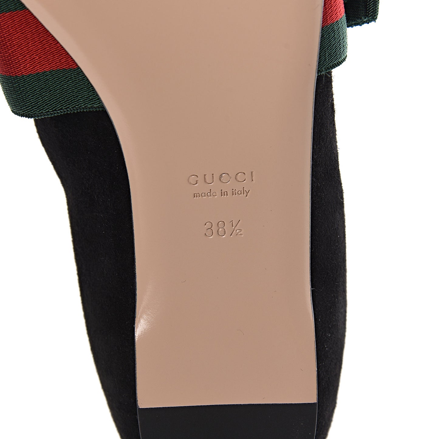 Suede Web Bow Point Toe Ballerina Flats 38.5 Black