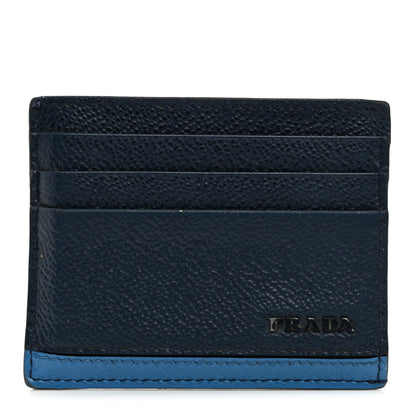 Prada Vitello Micro Grain Card Holder Wallet Baltico Marea 1 of 8