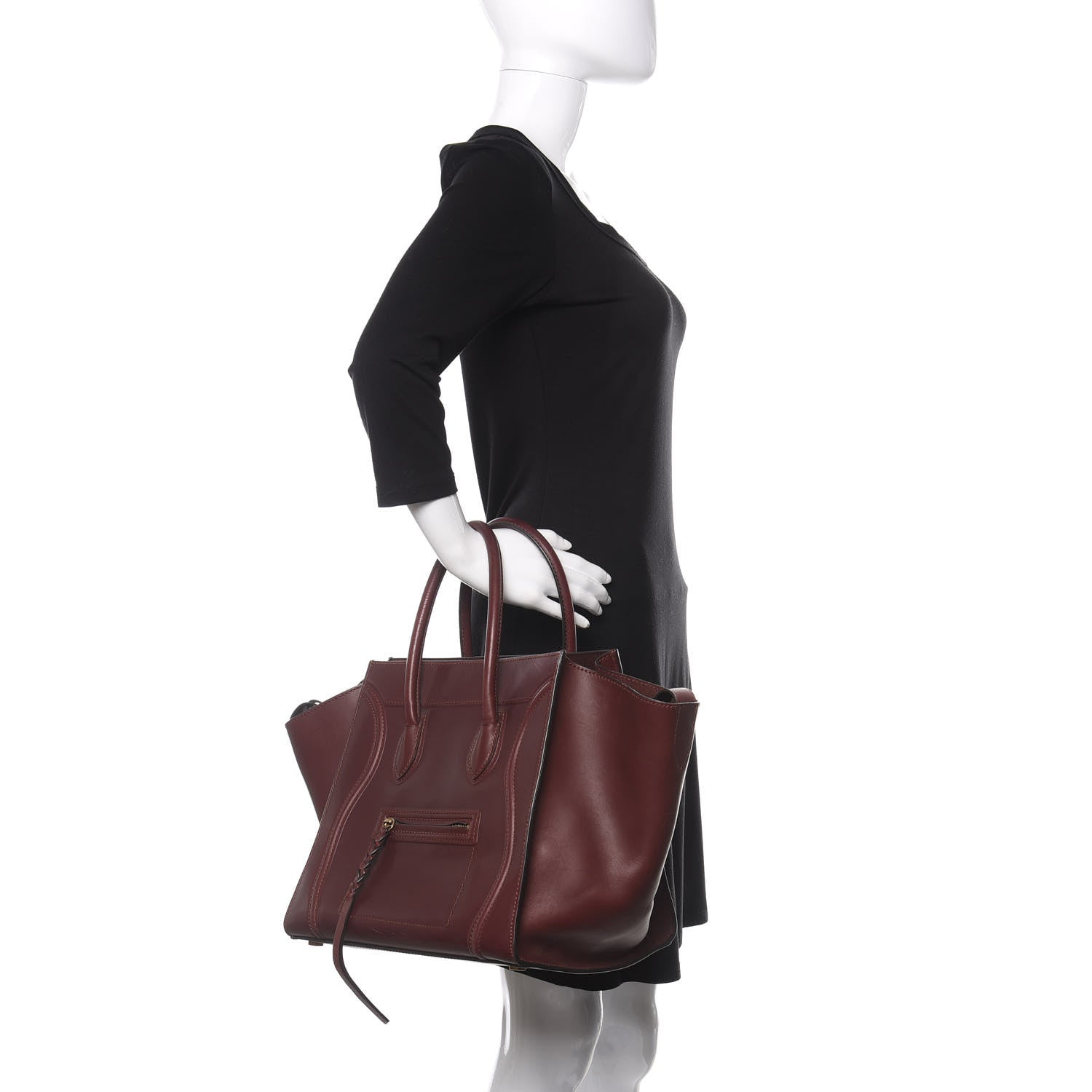Celine Supple Calfskin Medium Phantom Luggage Burgundy 2 of 11