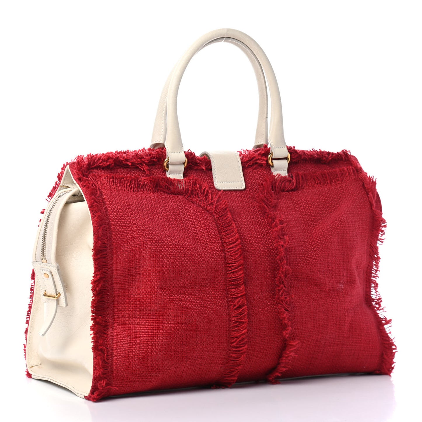 Linen Sheepskin Large Cabas ChYc Tote Red