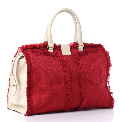 Saint Laurent Linen Sheepskin Large Cabas ChYc Tote Red 2 of 5