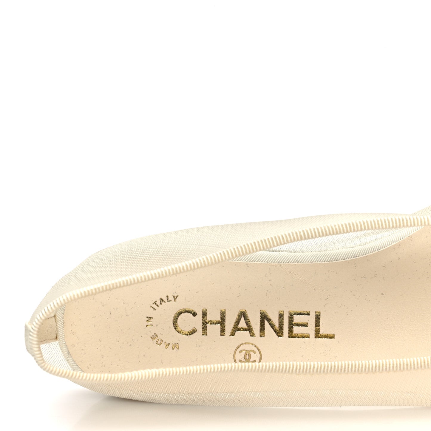 Mesh Grosgrain Cap Toe Ballerina Flats 36.5 Ivory