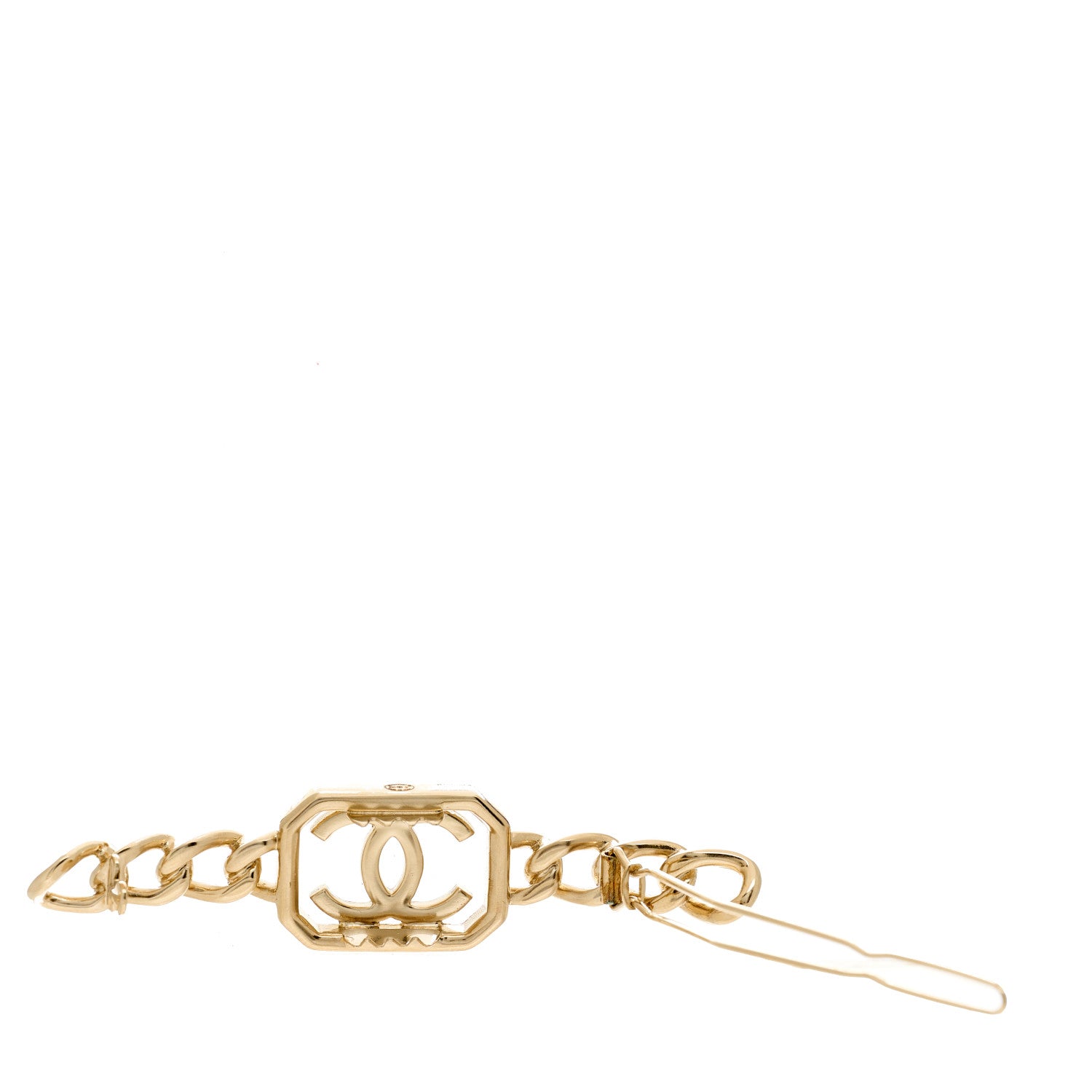 Chanel Crystal Chain CC Vendome Hair Clip Barrette Gold 3 of 4