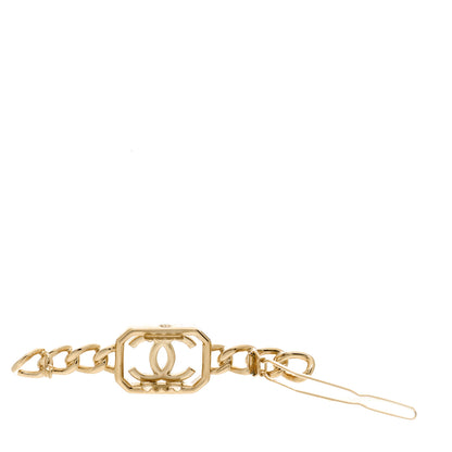 Chanel Crystal Chain CC Vendome Hair Clip Barrette Gold 3 of 4