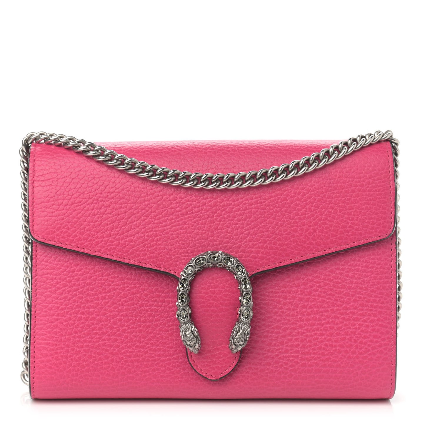 Dollar Calfskin Crystal Mini Dionysus Chain Wallet Box Pink