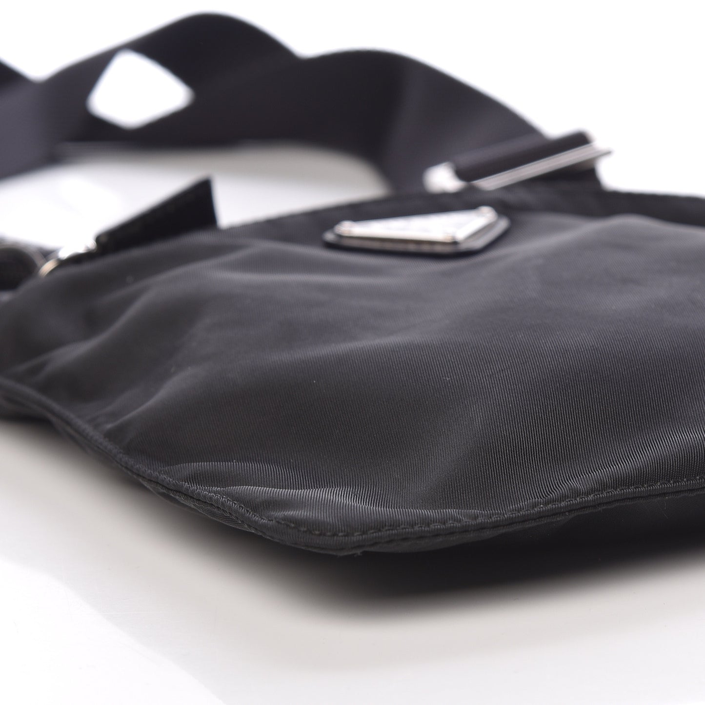 Nylon Small Flat Messenger Bag Black