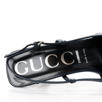 Gucci GG Monogram Malaga Kid Crystal Square G 75mm Slingback Pumps 40 Beige Blue 8 of 12