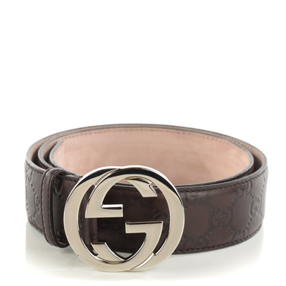 Gucci Guccissima Interlocking G Belt 85 34 Chocolate 1 of 6