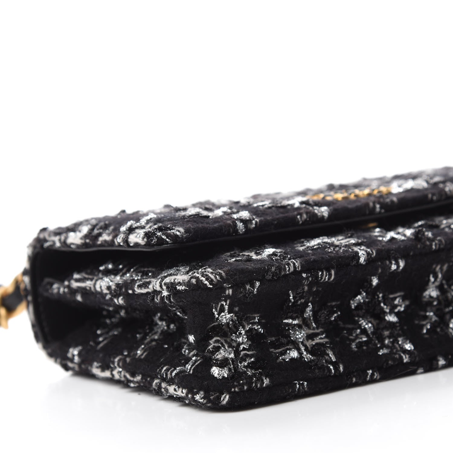 Chanel Tweed Quilted Chanel 19 Wallet On Chain WOC Black Silver Ecru 6 of 12