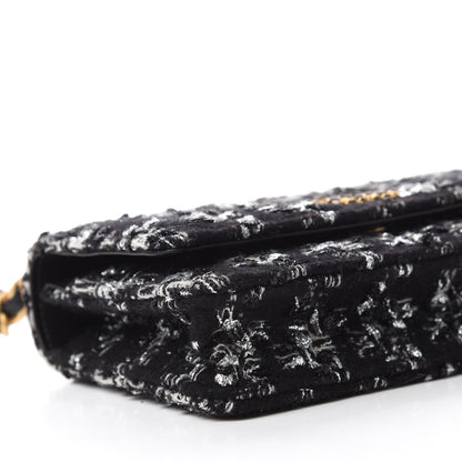 Chanel Tweed Quilted Chanel 19 Wallet On Chain WOC Black Silver Ecru 6 of 12