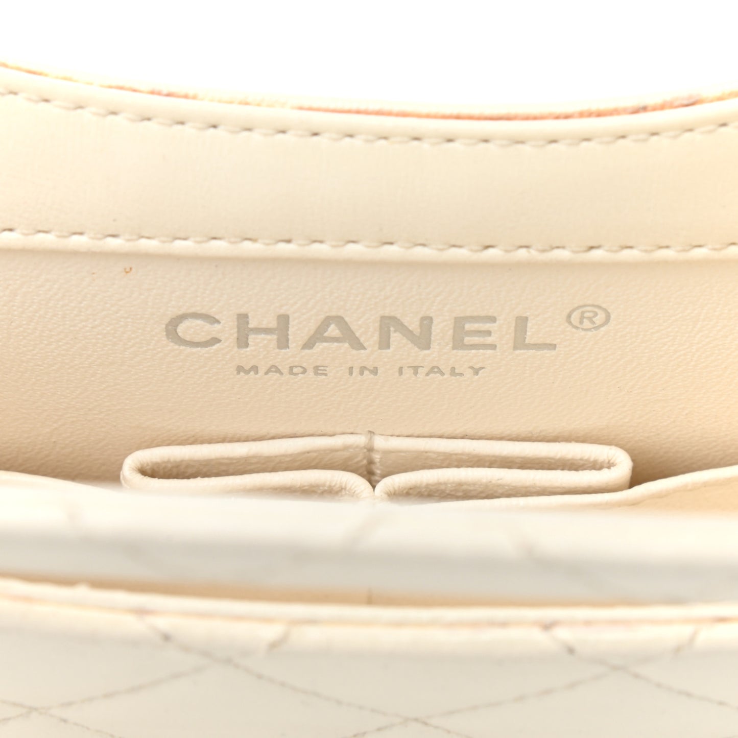 Lambskin Top Handle Logo Flap White