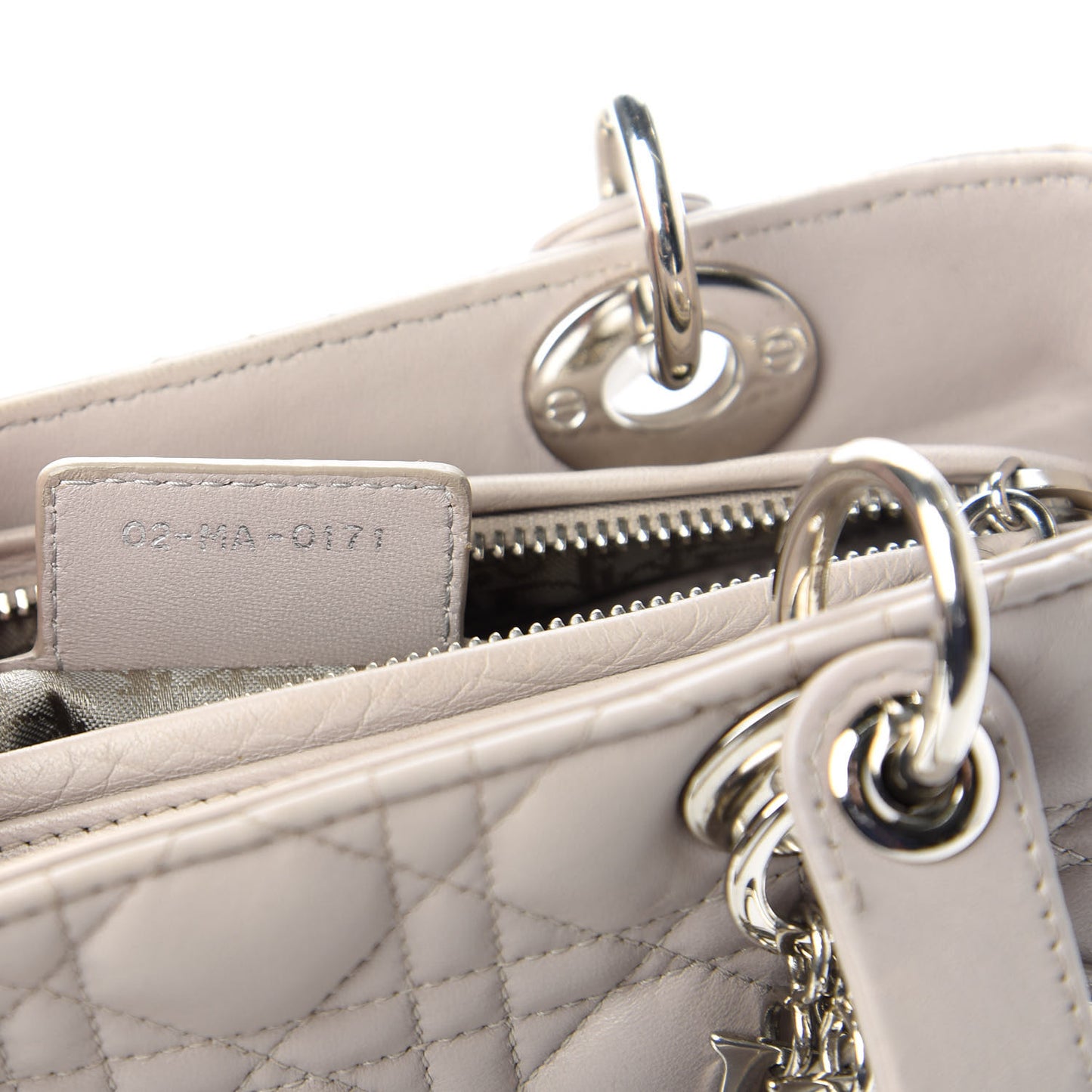 Lambskin Cannage Medium Lady Dior Grey