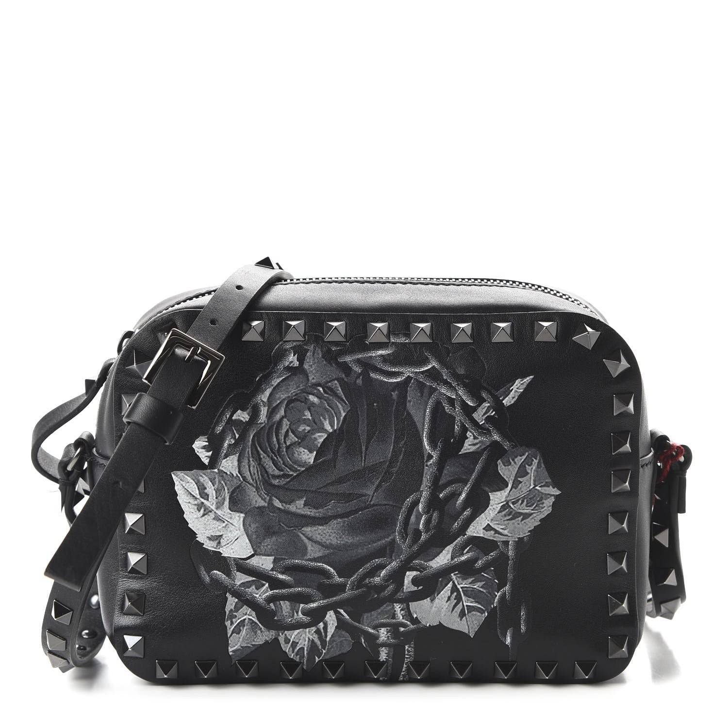 Valentino Garavani X UNDERCOVER Calfskin Rockstud Rose Print Camera Crossbody Bag Black 1 of 9