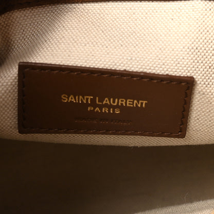 Saint Laurent Shearling Suede Monogram Joe Nano Bucket Bag Dark Cigar Natural Beige 6 of 9