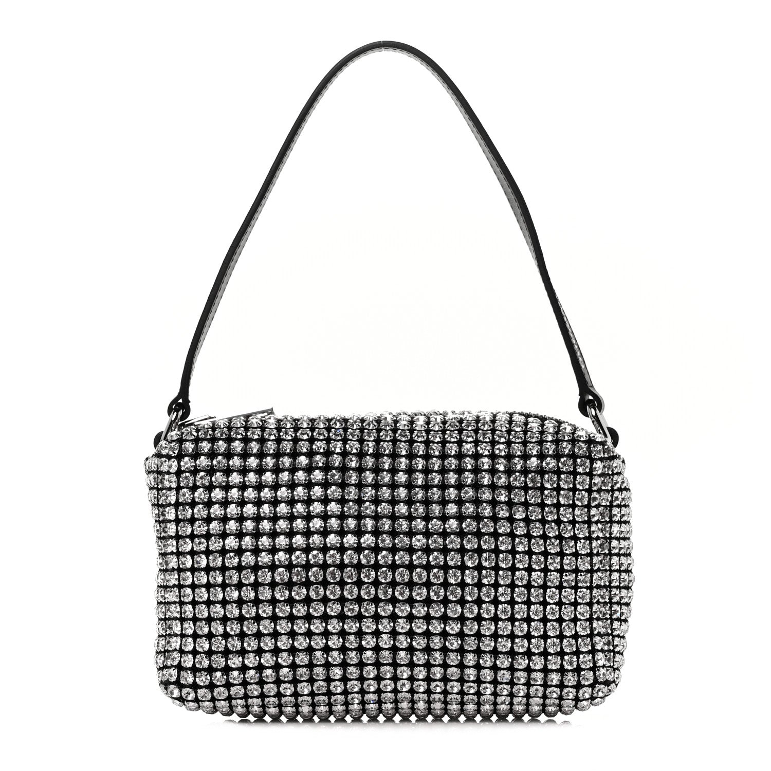 Alexander Wang Mesh Crystal Rhinestone Mini Heiress Pouch Black Silver 1 of 9