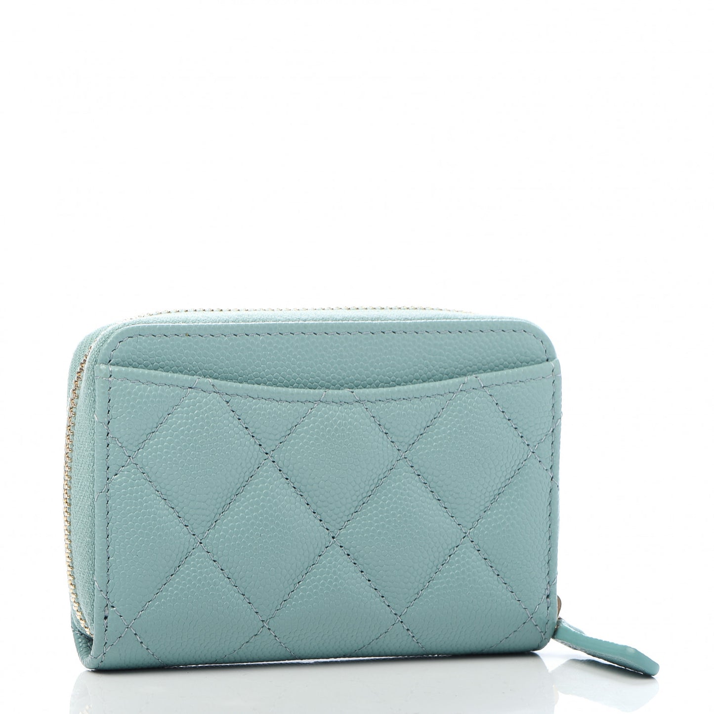 Caviar Quilted Zip Coin Purse Light Blue