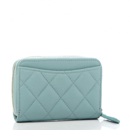 Chanel Caviar Quilted Zip Coin Purse Light Blue 3 of 10
