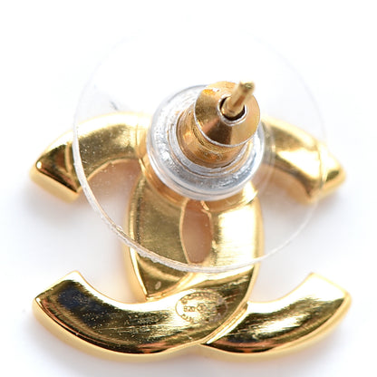 Chanel Metal CC Paris Button Stud Earrings Gold 4 of 4