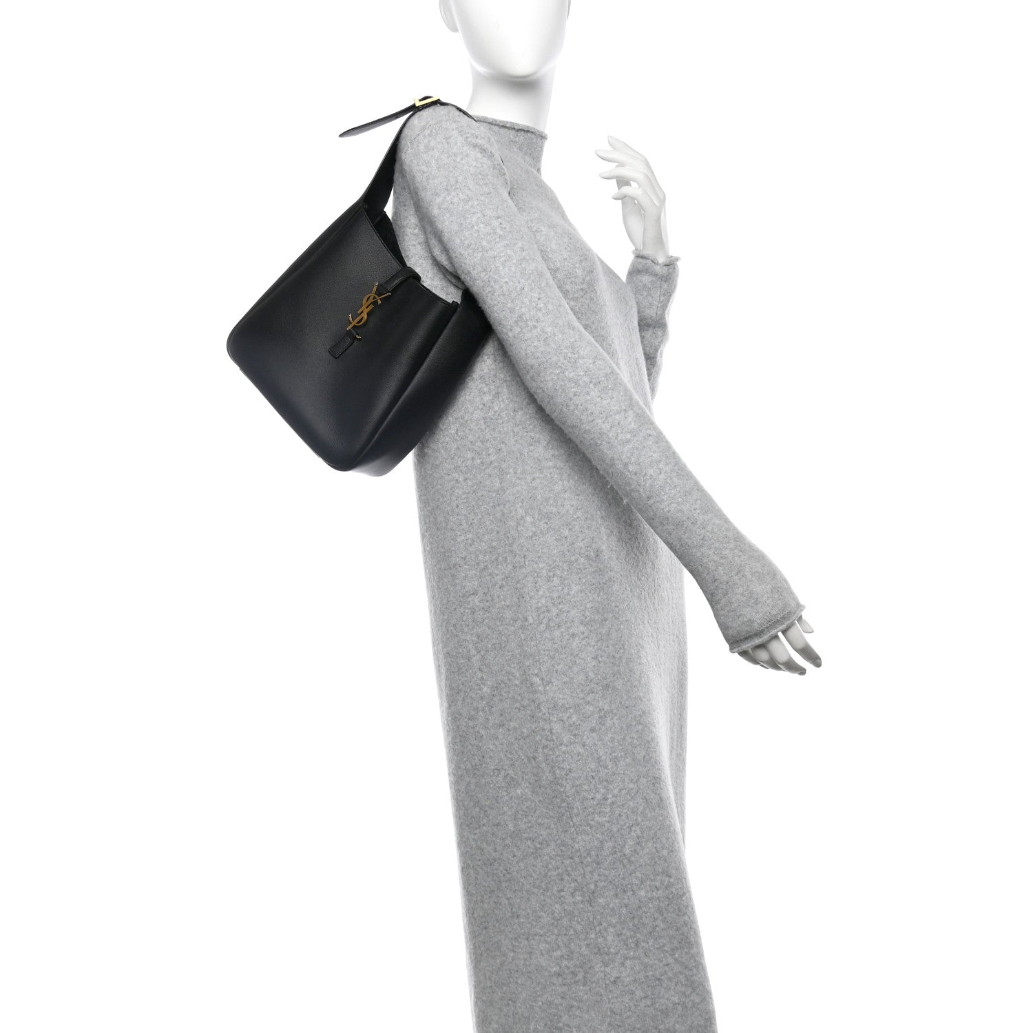 Saint Laurent Smooth Calfskin Small Le 5 A 7 Soft Hobo Black 2 of 9