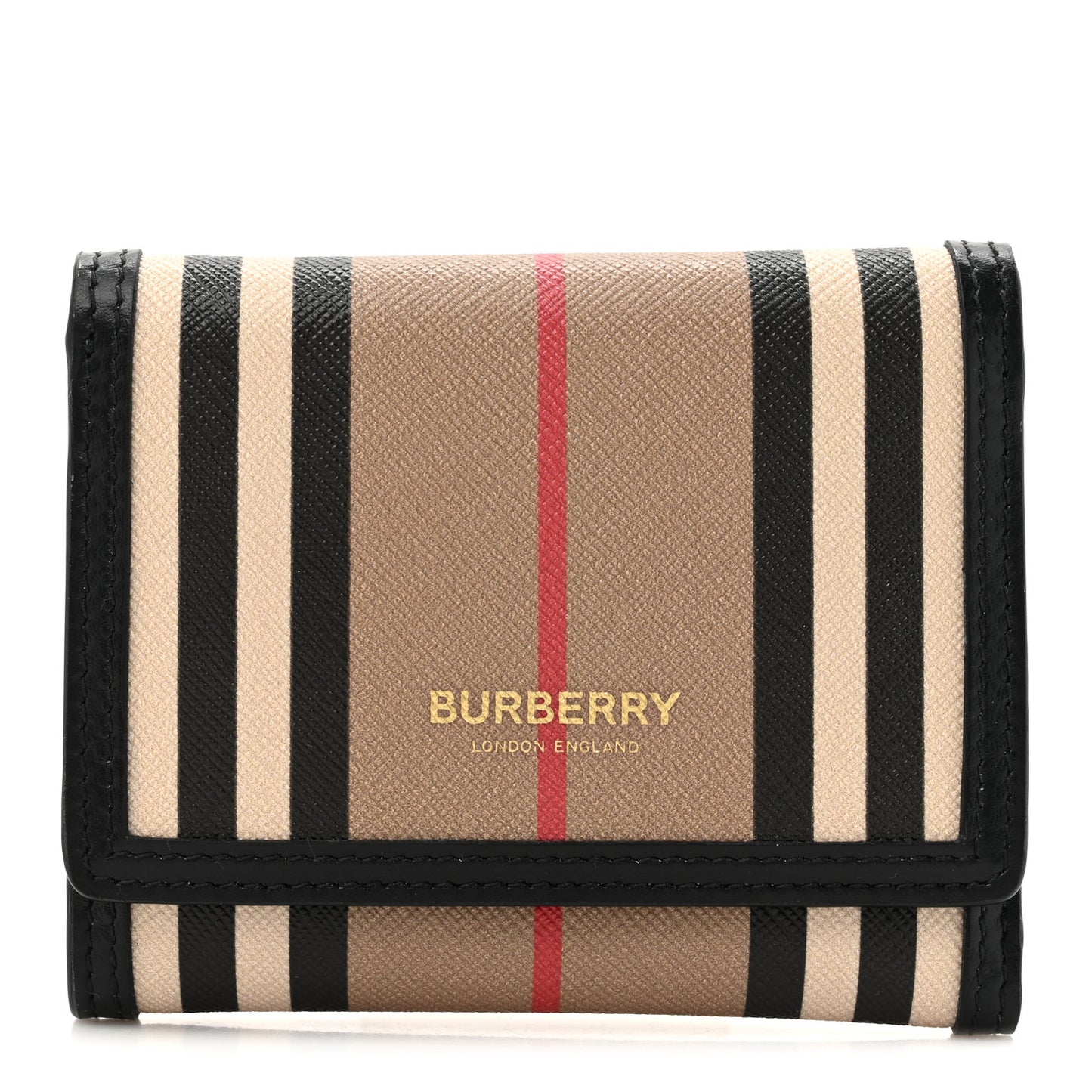 E-Canvas Icon Stripe Small Folding Wallet Archive Beige