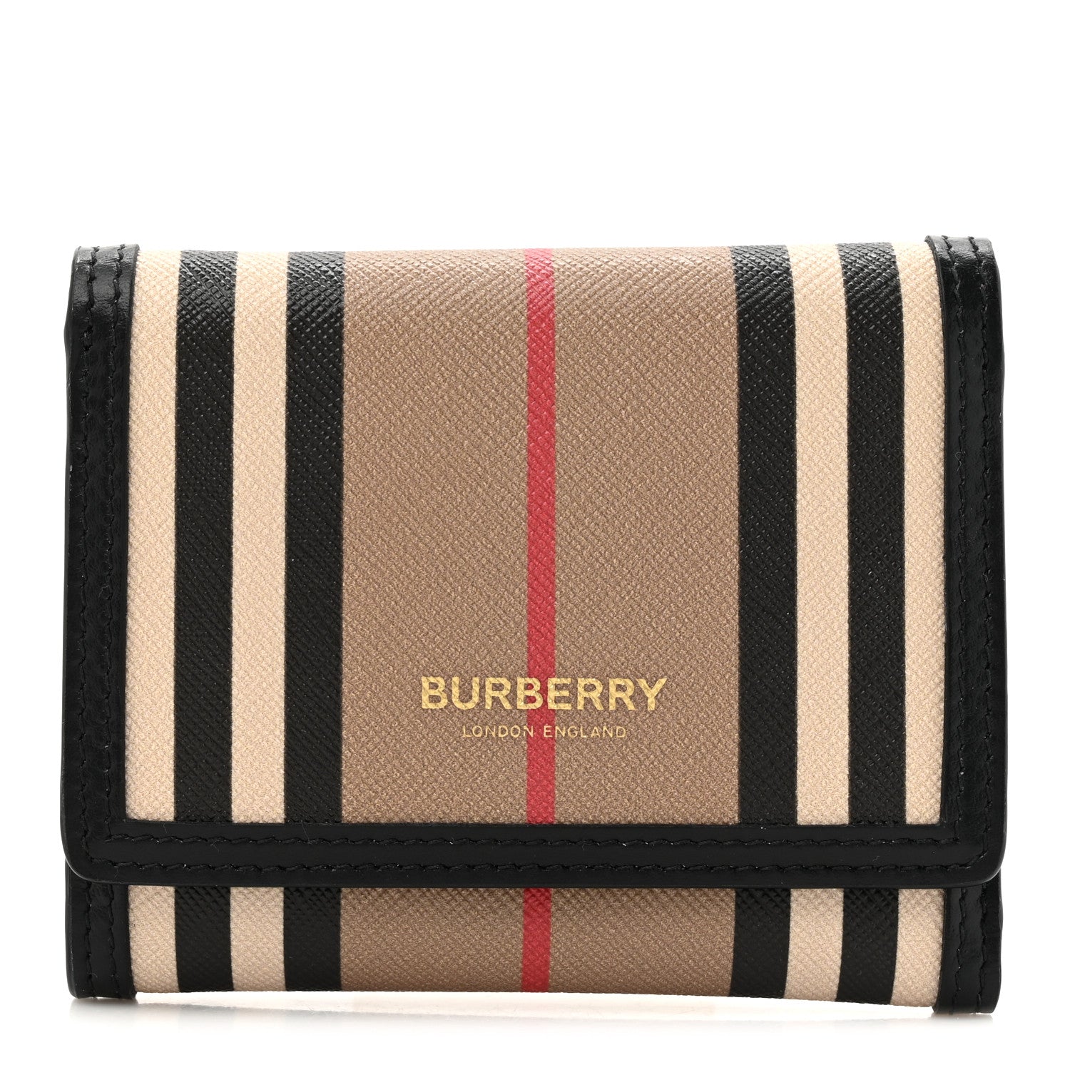 Burberry E-Canvas Icon Stripe Small Folding Wallet Archive Beige 1 of 7