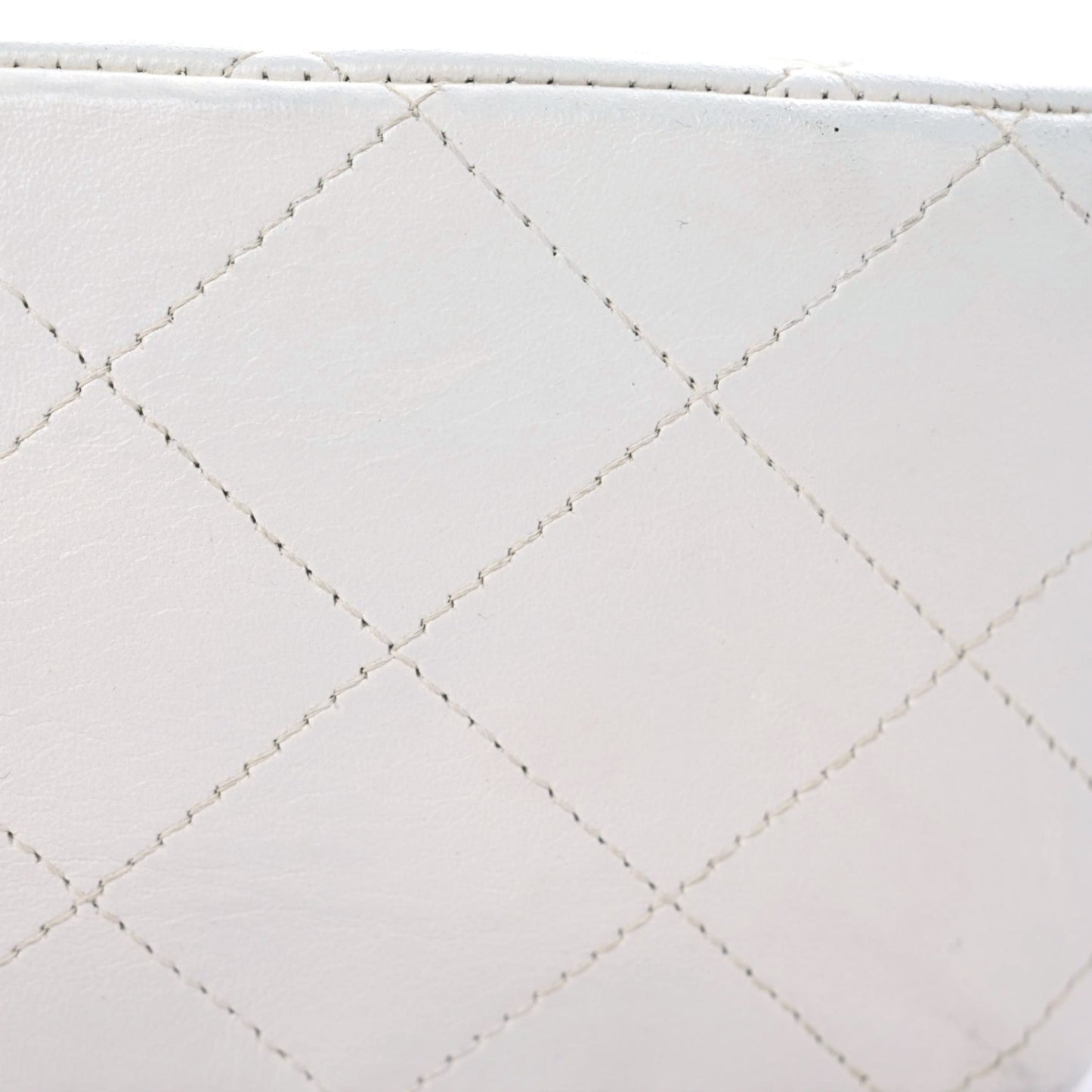 Lambskin Quilted Jumbo Single Flap White