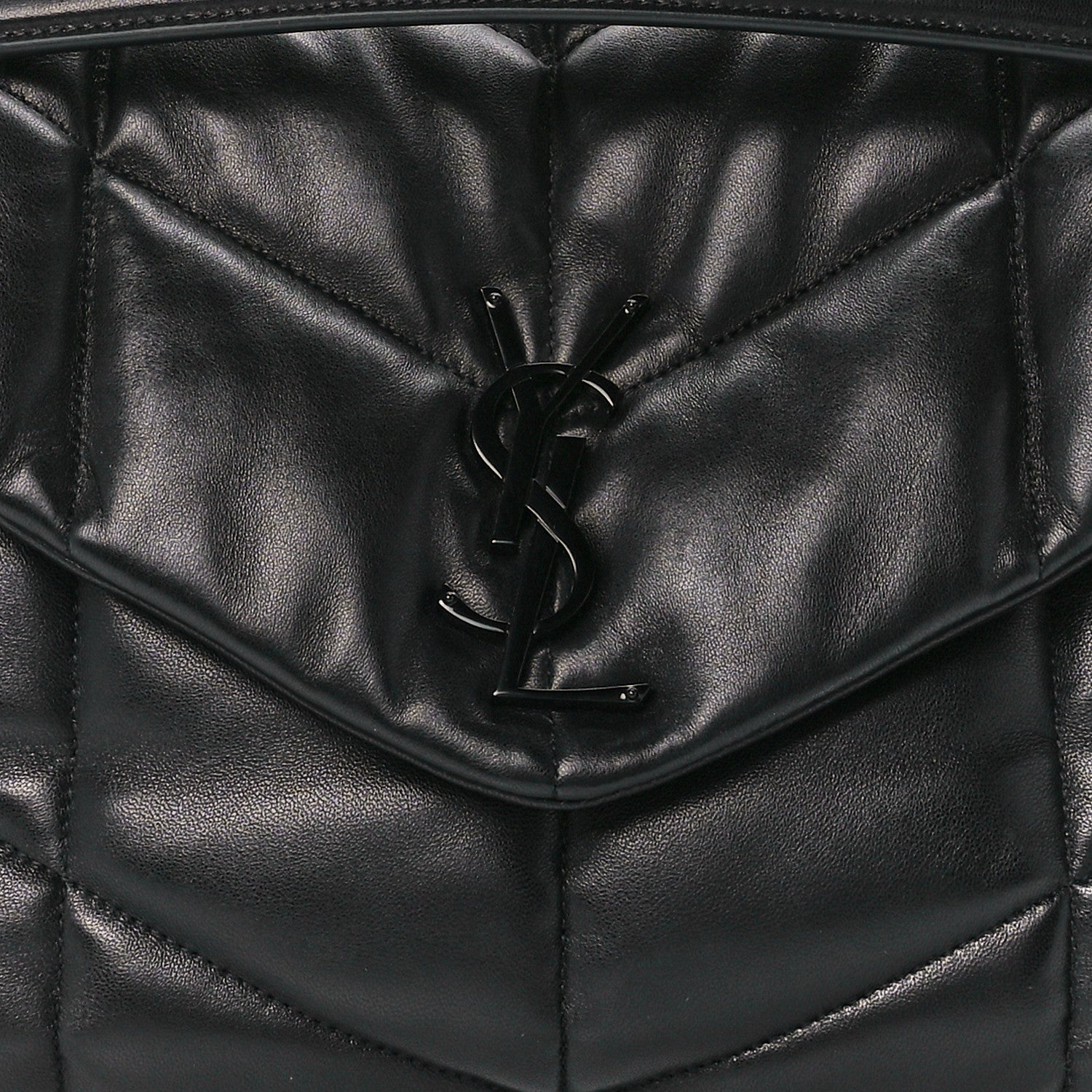 Saint Laurent Lambskin Quilted Monogram Monochrome Medium Loulou Puffer Chain Satchel Black 7 of 10