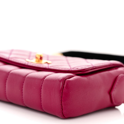 Chanel Lambskin Diamond Vertical Quilted Messenger Flap Dark Pink 11 of 12