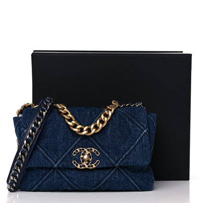 Chanel Denim Quilted Medium Chanel 19 Flap Blue 10 of 10