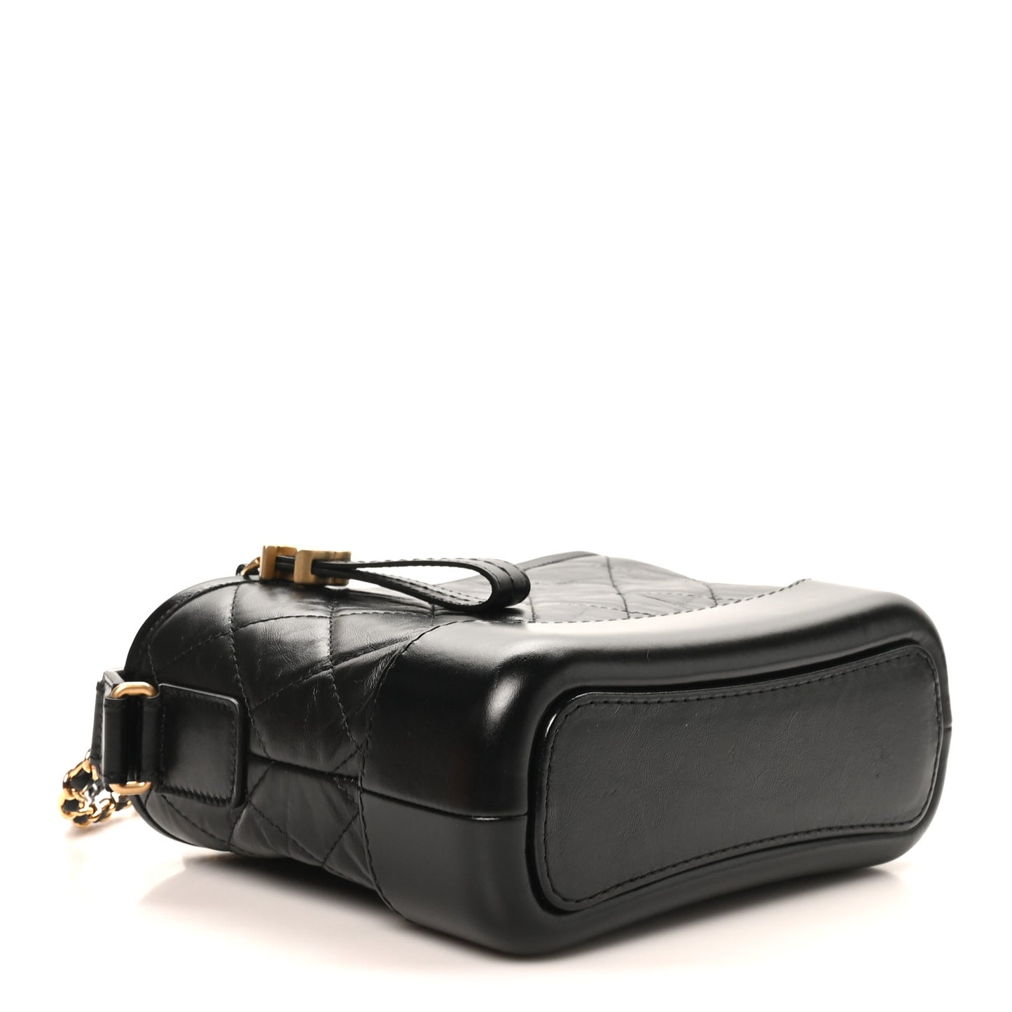 Aged Calfskin Quilted Small Gabrielle Hobo Black