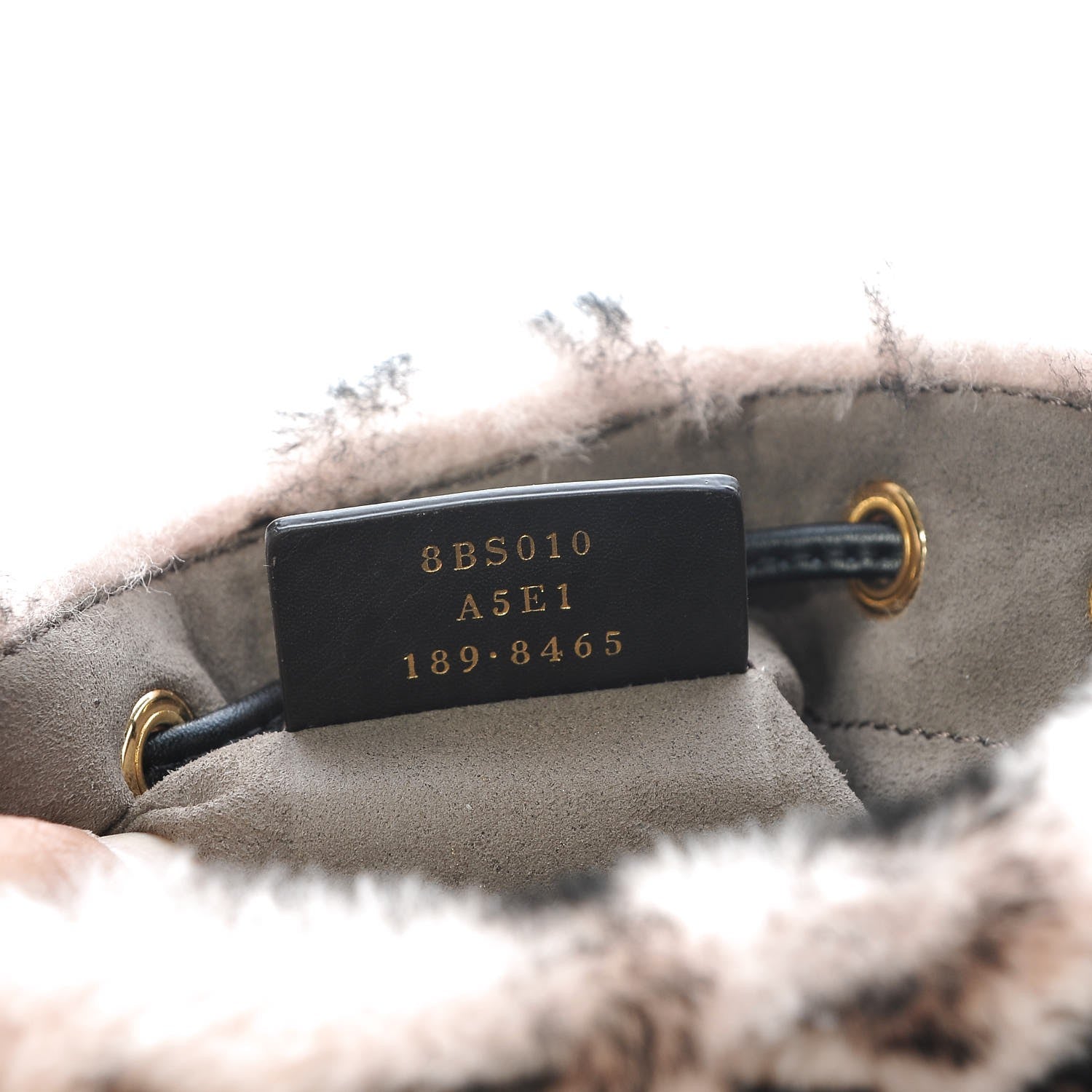 Fendi Shearling F is Macro FF 1974 Diagonal Mini Mon Tresor Bucket Bag Light Rose Black 7 of 8