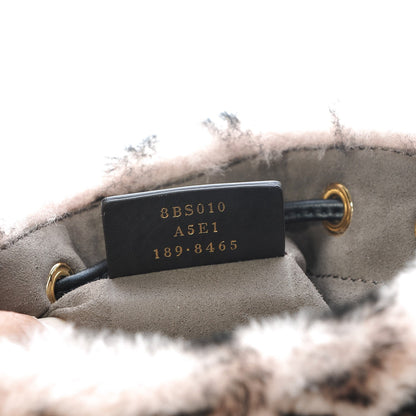 Fendi Shearling F is Macro FF 1974 Diagonal Mini Mon Tresor Bucket Bag Light Rose Black 7 of 8