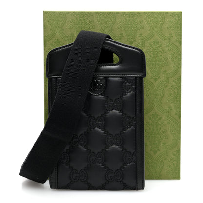 Gucci Nylon Calfskin Enamel GG Matelasse Mini Top Slip Handle Crossbody Bag Black 11 of 11