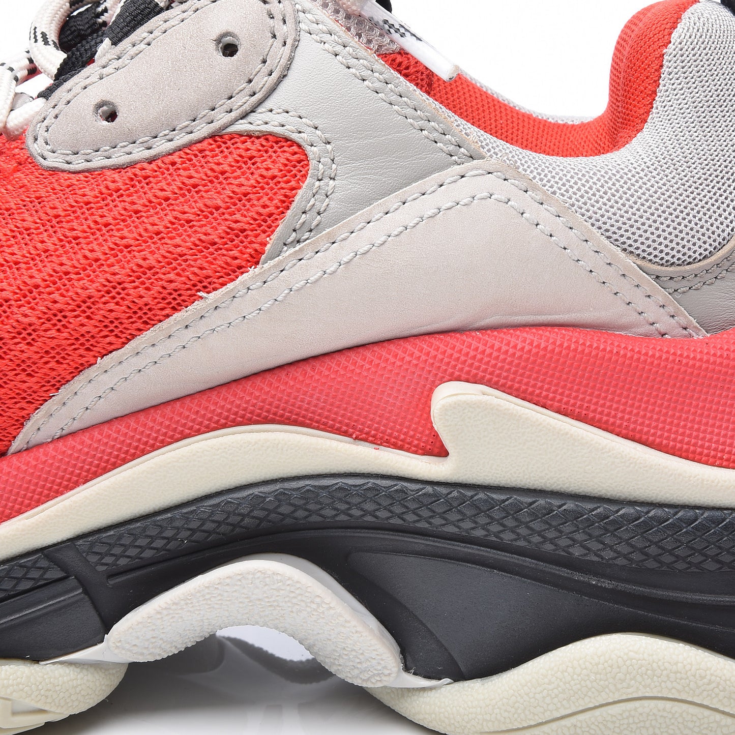 Fabric Mesh Womens Triple S Sneakers 38 Red Grey White