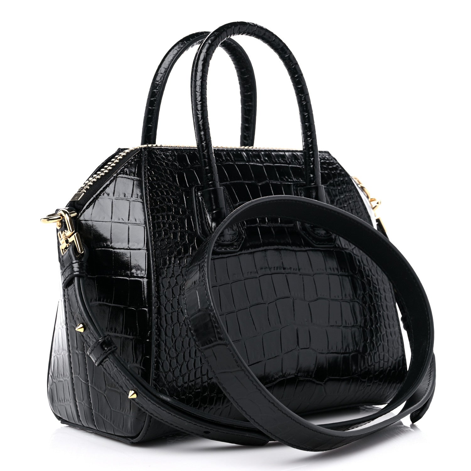 Givenchy Calfskin Crocodile Embossed Mini Antigona Black 3 of 8