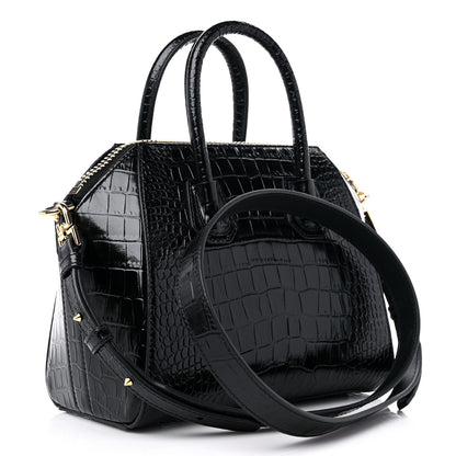 Givenchy Calfskin Crocodile Embossed Mini Antigona Black 3 of 8