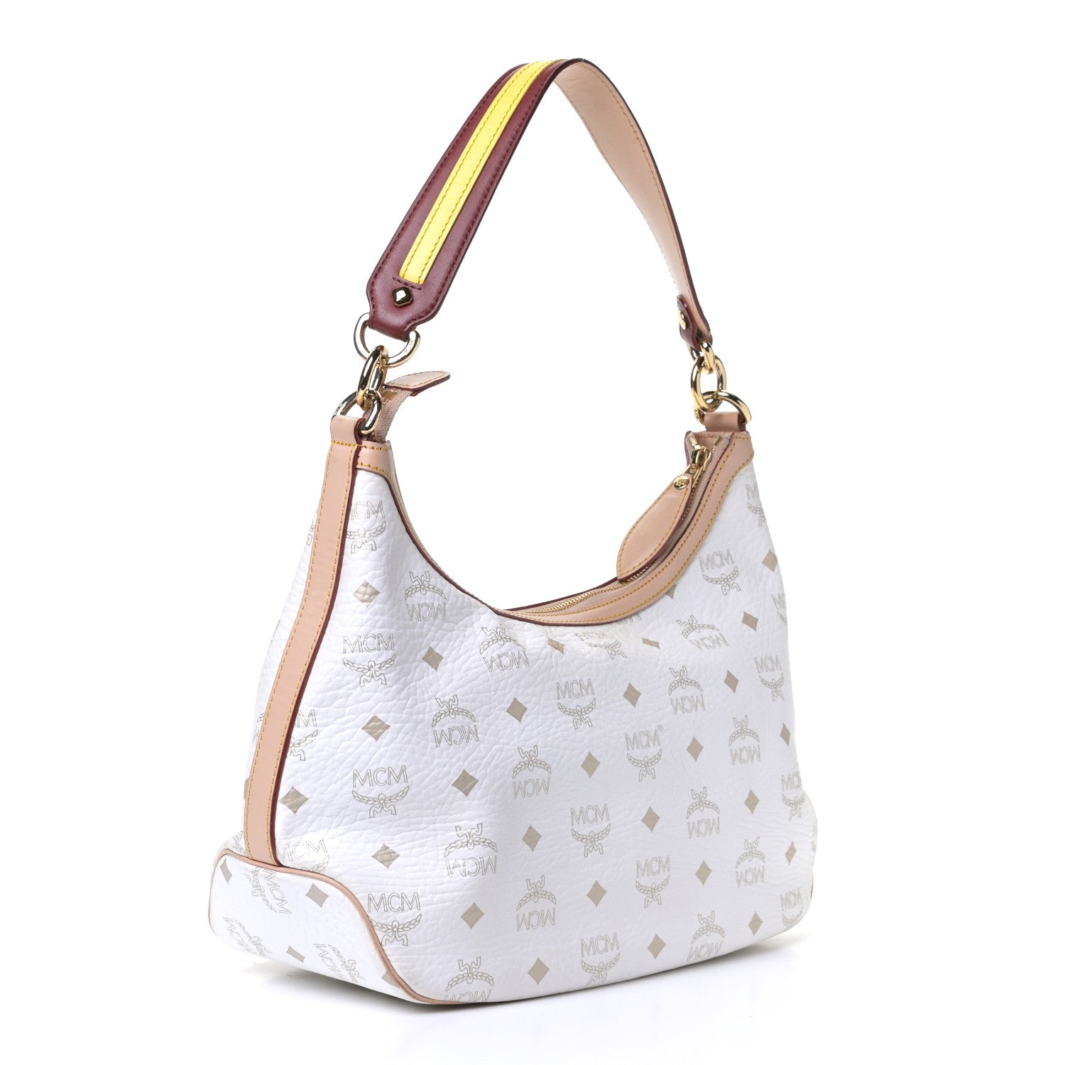 MCM Visetos Striped Hobo White 2 of 4