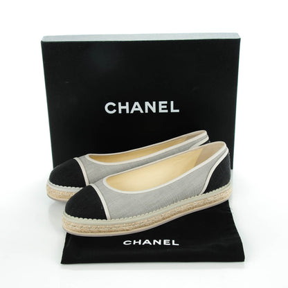 Chanel Cotton Espadrilles Flats 39 Grey Black 8 of 9