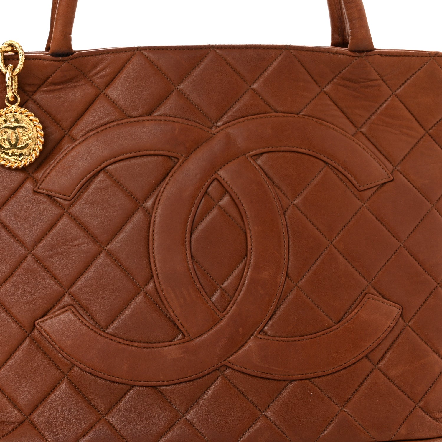 Chanel Lambskin Quilted Medallion Tote Brown 9 of 11