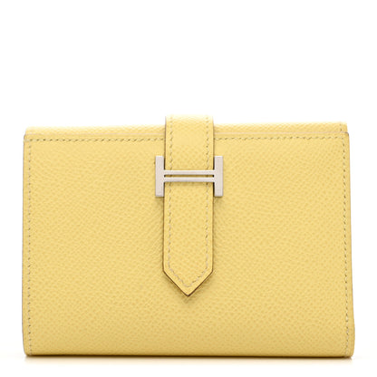 Hermes Epsom Verso Tri-Fold Bearn Compact Wallet Jaune Poussin Nata 1 of 8
