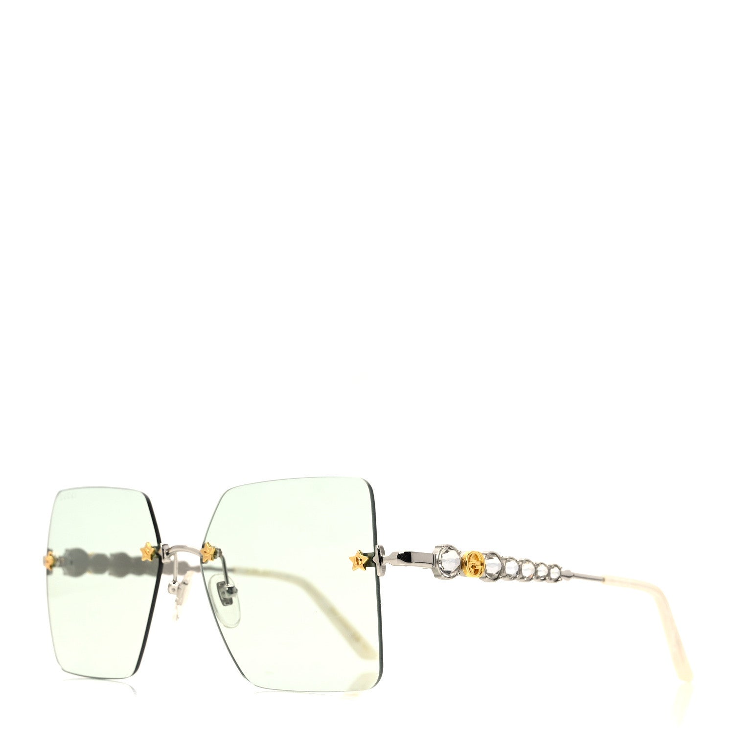 Gucci Crystal Metal Sunglasses GG0644S Blue Silver 1 of 8