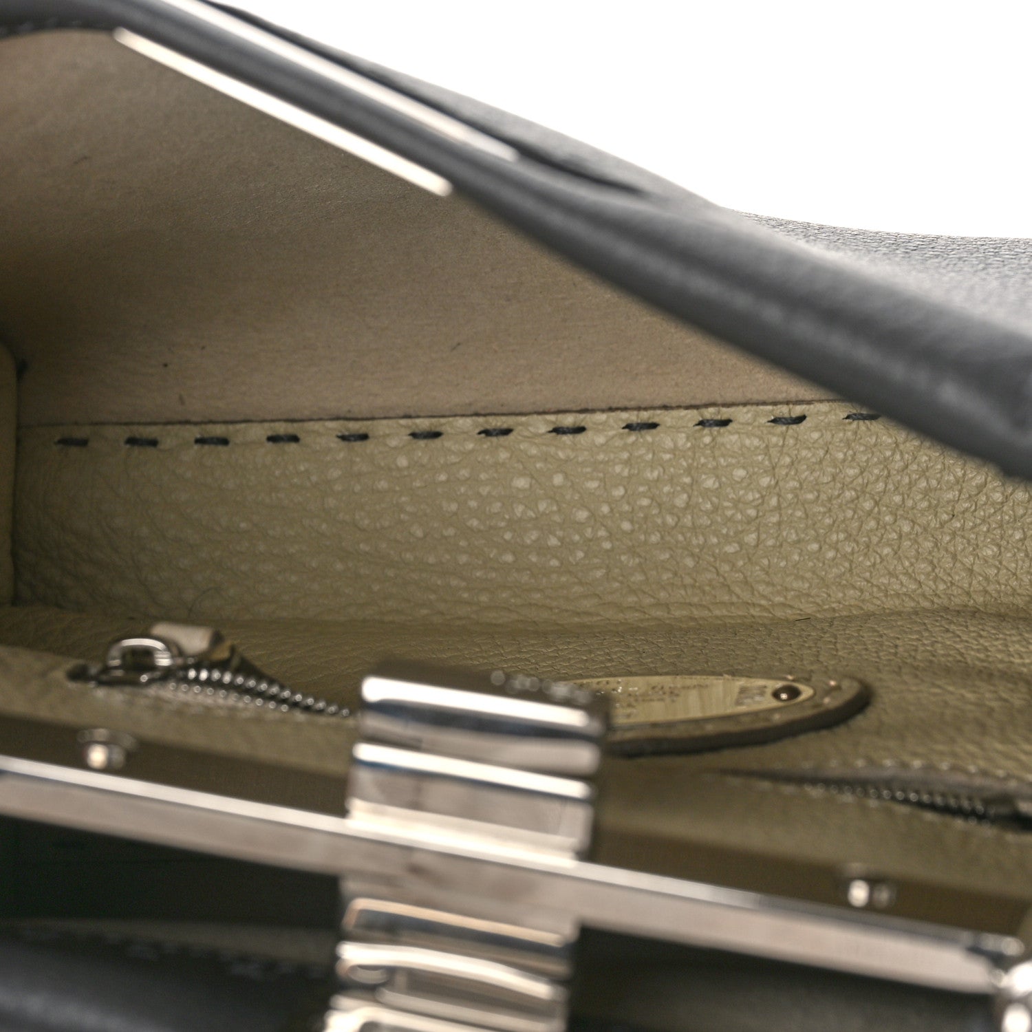 Fendi Cuoio Romano Selleria Bi-Color Mini Peekaboo Iconic Satchel Asfalto Latte 5 of 9