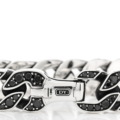 David Yurman Sterling Silver Black Diamond Curb Chain Bracelet 3 of 5